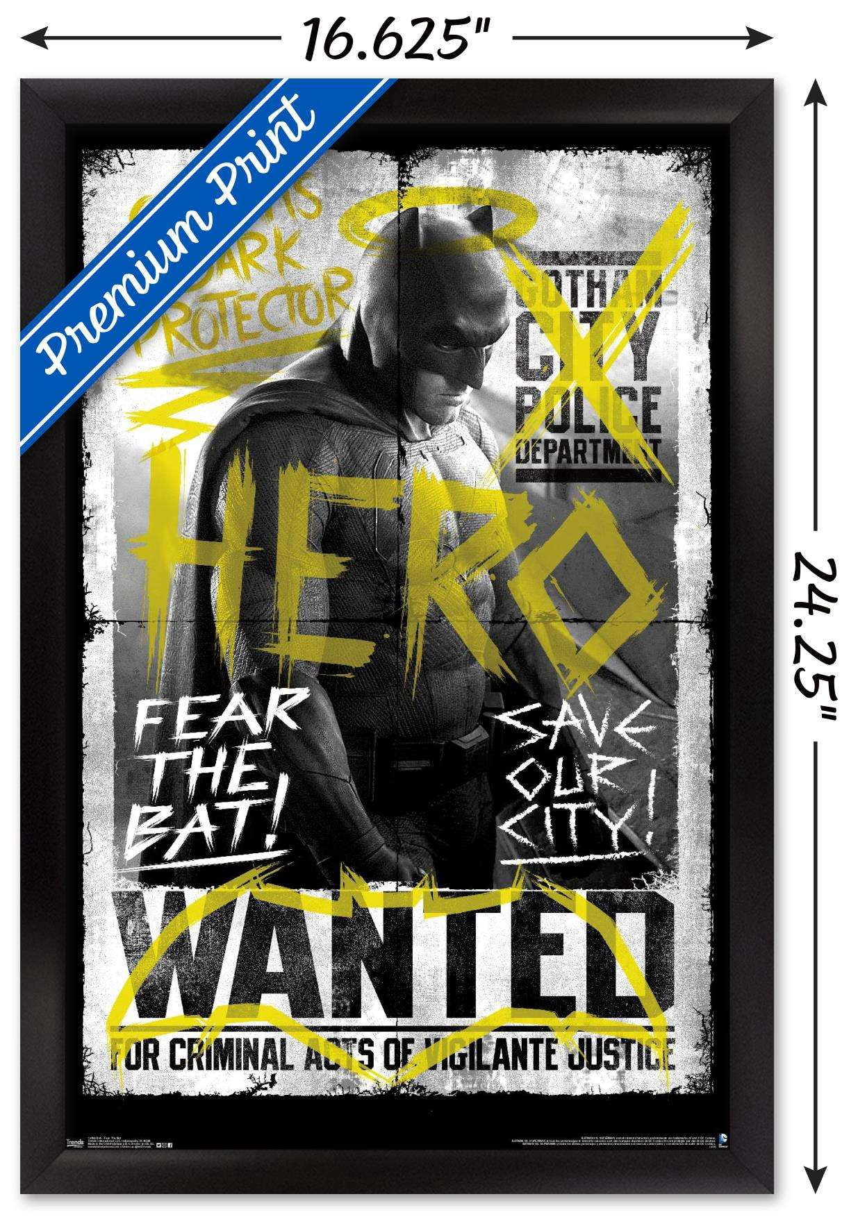 DC Comics Movie - Batman v Superman - Fear the Bat Wall Poster, 14.725" x 22.375", Framed