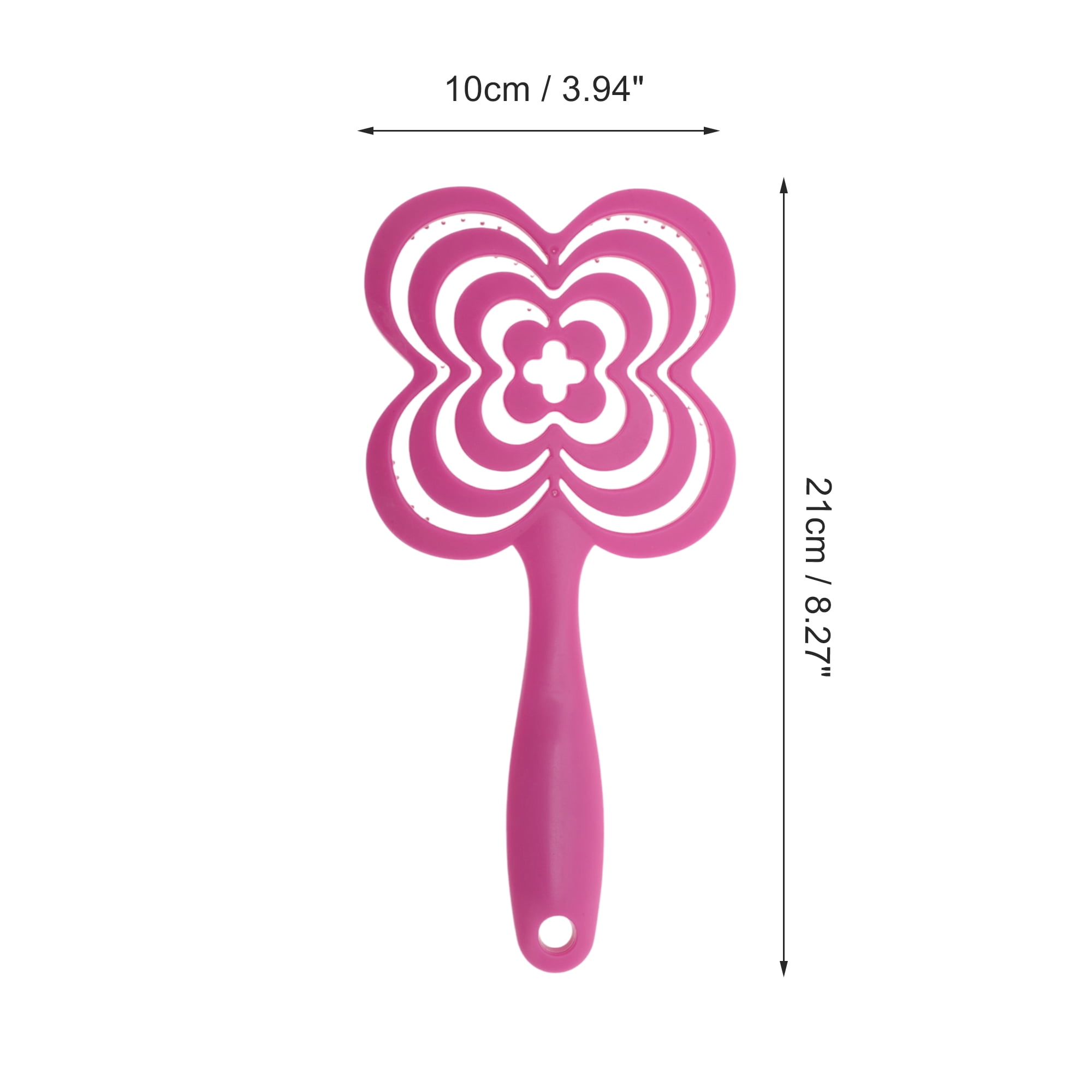 Unique Bargains 1 Pc Solid Four-leaf Clovers Hollow Comb Hair Brush Rose Red