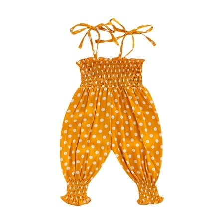 

jaweiw Baby Girls Summer Casual Jumpsuit Sleeveless Backless Full Dot Print Sling Romper