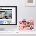 thumbnail image 4 of Efficient Storage for School, Office & Classroom Supplies Functional Pink Desk Organizer, 4 of 5