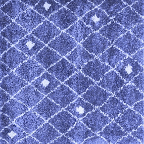 Ahgly Company Indoor Square Trellis Blue Modern Area Rugs, 5' Square