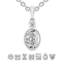Diamond Pendant Necklace For Women | 2 Carat IGI Certified Oval Shape Lab Grown Diamond | Joan Fashion Lab Diamond Pendant Necklace 14K White Gold | FG-VS Quality Friendly Diamonds