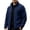 Blue, variant on Men Thin Fleece Jacket Stand Collar Full Zip Coat with Zipper Pockets,Warm Windproof Fall Winter Daily Casual Comfy Wear,Blue,XXL