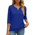 thumbnail image 6 of felwors 3/4 Length Sleeve Womens Tops Dressy Casual V-Neck Puff Sleeve Blouses Business Work Tunic Shirt S-XXL (Dark Blue, XL), 6 of 7