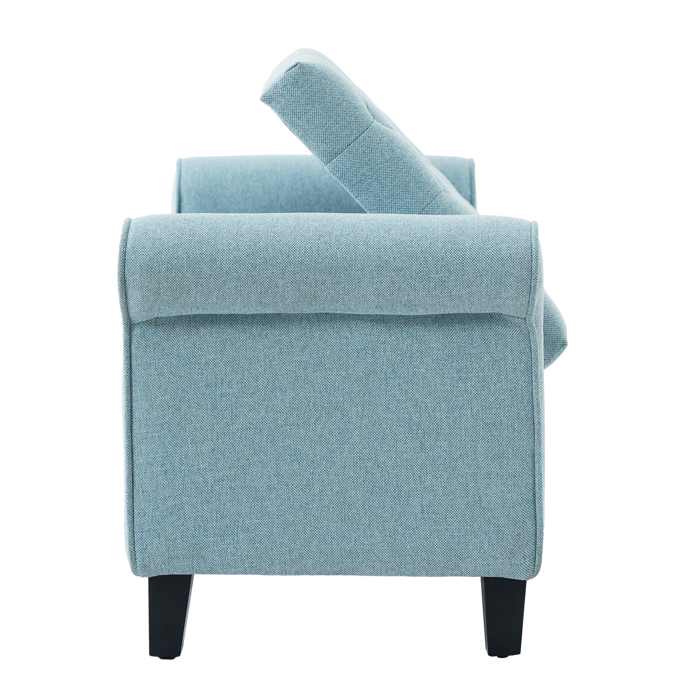 Christopher Knight Home Storage Bench with Rolled Arms and Button Tufted Seat, Light Blue