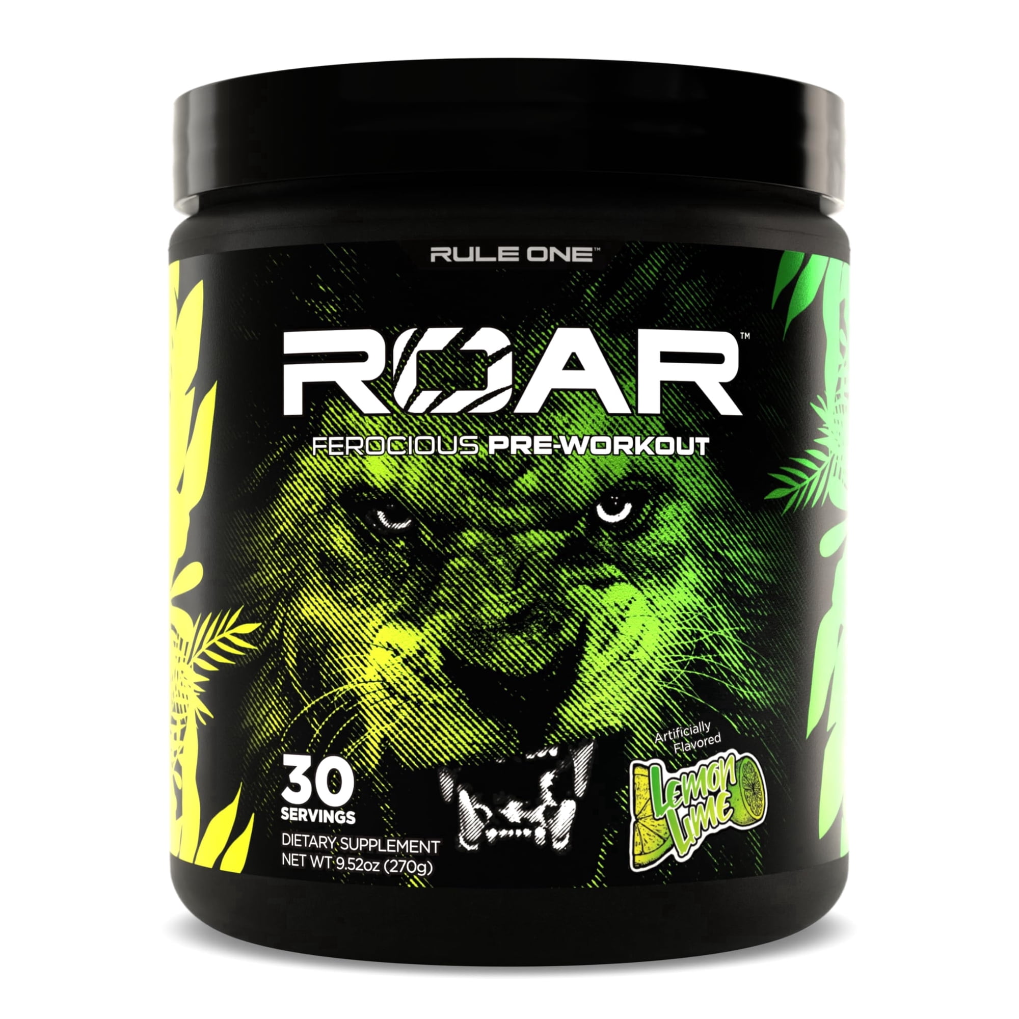 Rule 1 Proteins Roar - Pre-Workout Powder with Creatine, Beta-Alanine, Citrulline, Electrolytes & Caffeine (30 Servings, Lemon Lime)