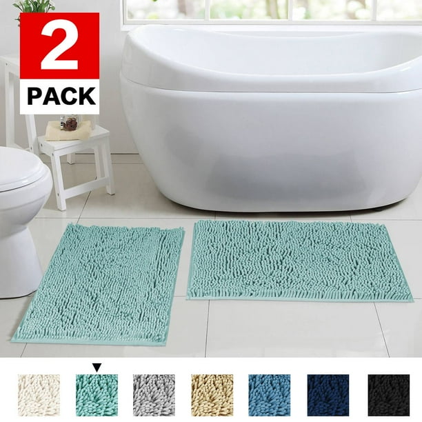 Plush Luxury Chenille Bath Rug (24x17) Extra Soft and Absorbent Shaggy