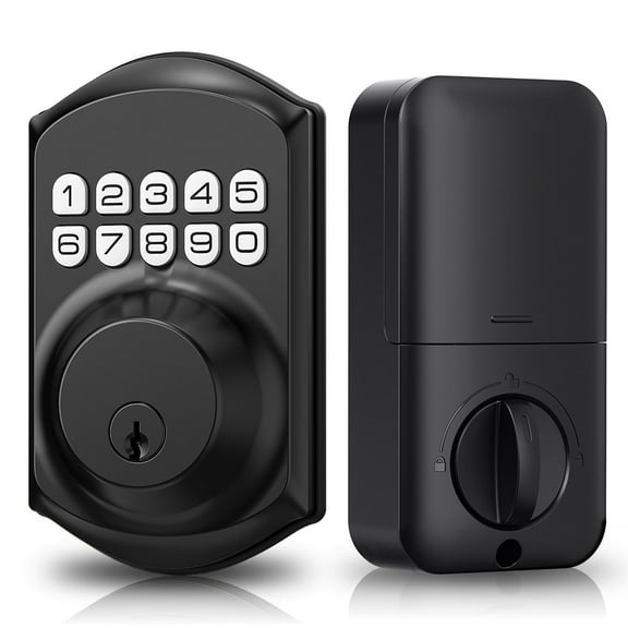 Keyless Entry Door Lock with Keypad - Smart Deadbolt Lock for Front Door with 2 Keys - Auto Lock - Easy Installation - Matte Black