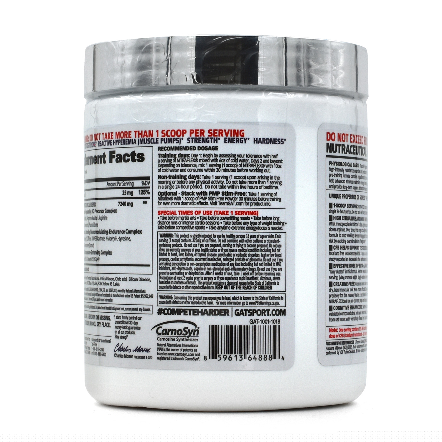 thumbnail image 3 of GAT Sport Nitraflex Test Booster Powder, Green Apple, 30 Servings, 3 of 4