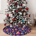 thumbnail image 4 of KLL 30" Christmas Tree Skirt Skull rainbow star mushroom Xmas Tree Skirts Mat for New Year Xmas Holiday Party Indoor Outdoor Home Decoration, 4 of 5