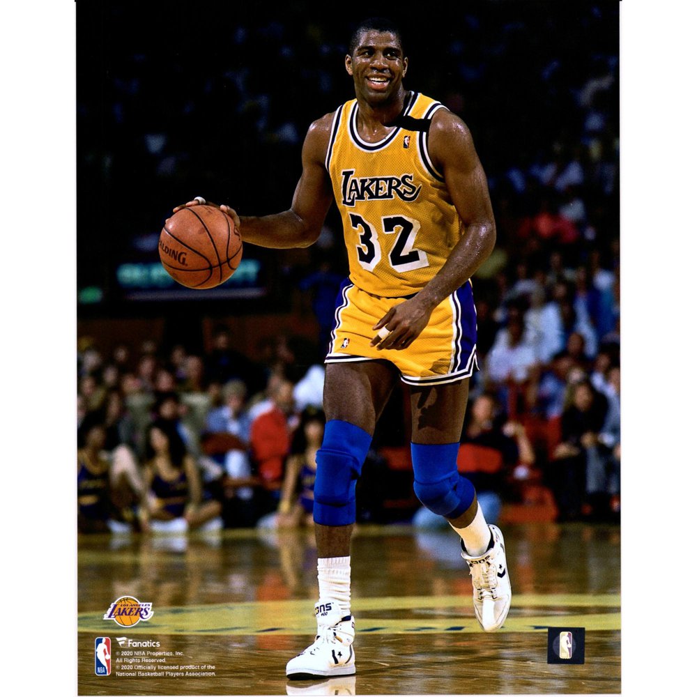 Magic Johnson Los Angeles Lakers Unsigned Dribbling Photograph