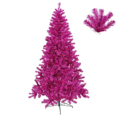 3' Pre-Lit Fuschia Full Artificial Sparkling Tinsel Christmas Tree - Pink Lights