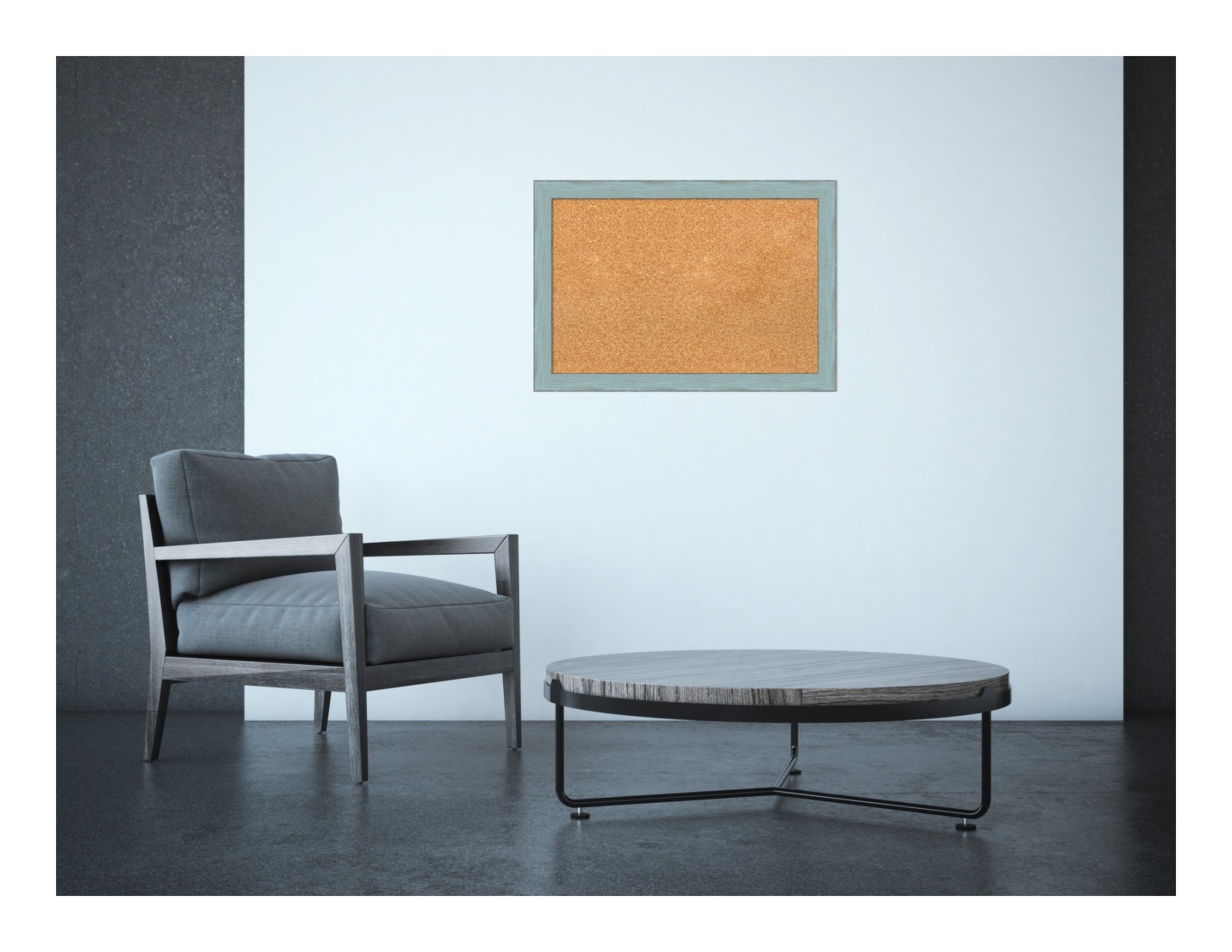 Amanti Art Natural Cork Board Wood Framed Sky Blue Rustic Bulletin Board 26 in. x 18 in.