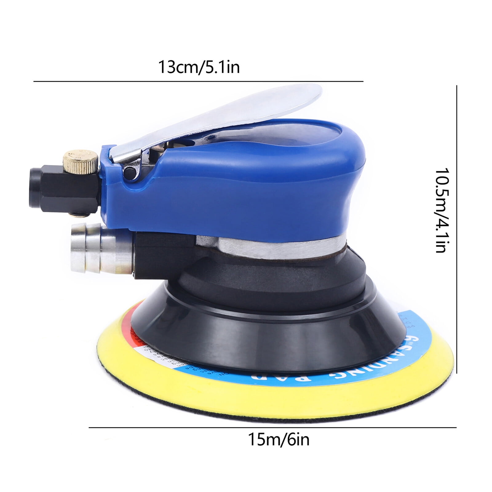 6" Air Body Palm Orbital Sander Heavy Duty Pneumatic Random Hand Sander Kit