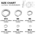 thumbnail image 4 of GFDYREE 260 Pcs Assortiment de Rondelles Plates et Verrous en Acier Inoxydable 304 7 Tailles (Taille Incluse : M2.5 M3 M4 M5 M6 M8 M10), 4 of 6