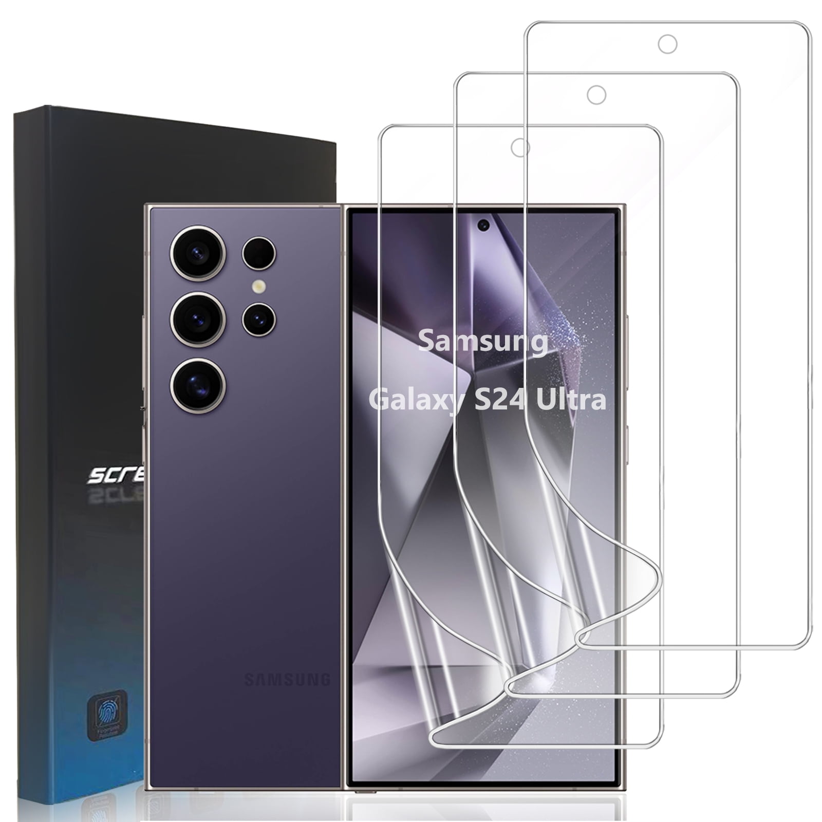 [3 Pack] ZYQEEE Screen Protector for Samsung Galaxy S24 Ultra 5G 6.8", HD Hydrogel Film Soft TPU Protective Film, [Support Fingerprint] [Curved Coverage]