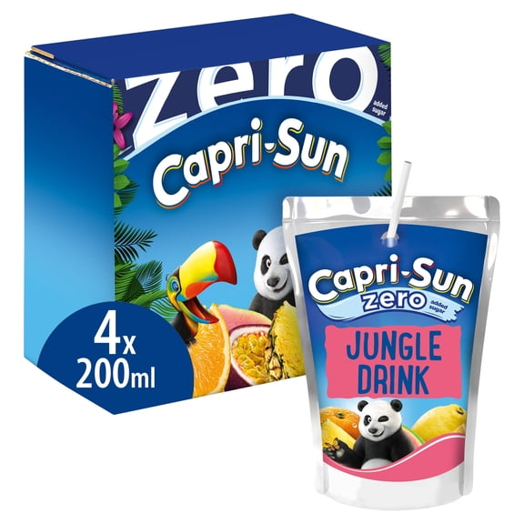 Capri-Sun Zero Jungle 4 x 200ml Kids' Juice Drink, Imported from Britain