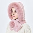 thumbnail image 4 of Women Hat Scarf Warm Fluffy Neck Protection Thicken Pure Color Winter Cap Scarf for Outdoor, 4 of 10