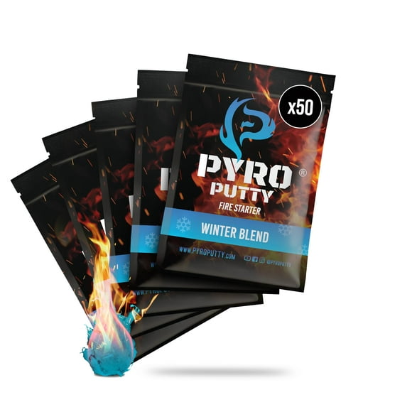 Phone Skope Pyro Putty: 50ct Single Use Survival Fire Starter, Waterproof Foil Packets, Easy Tear, Easy Ignite, Fire Starters for Campfires - 50ct Winter