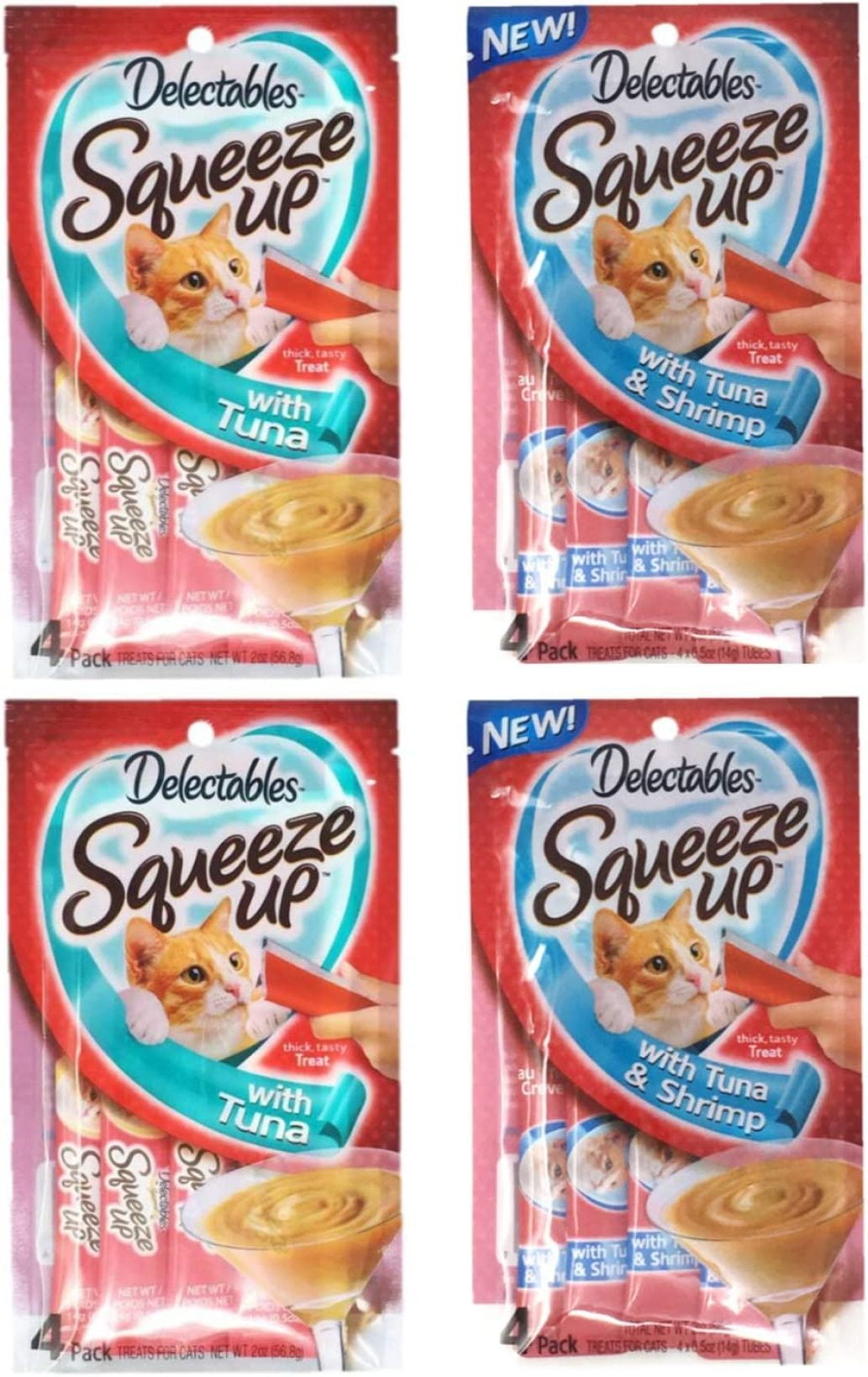 Codllyne Hartz Squeeze Up Cat Treats Variety 4 Pouch Bundle of 2