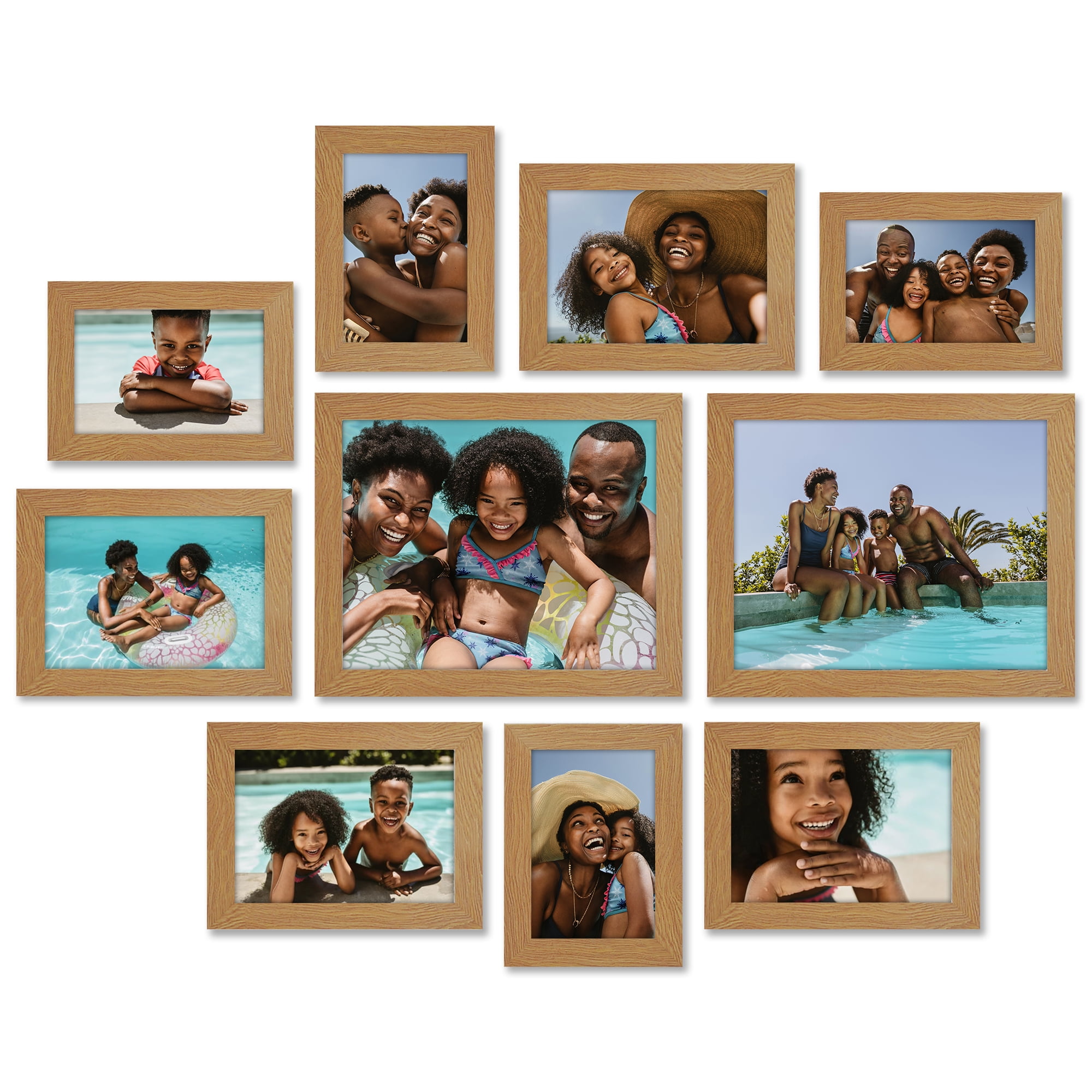 Americanflaf 10 Pack Picture Frame with Shatter-Resistant Glass 8x10, 5x7, 4x6 Gallery Wall Signature - Dark Oak