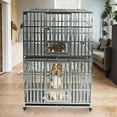 thumbnail image 6 of Confote 48" Stackable Heavy Duty Dog Kennel Pet Stainless Steel Crate Cage for Small Dogs with Tray in-Door Foldable & Portable for Animal Out-Door Travel, 6 of 10