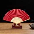 thumbnail image 2 of Thy Collectibles Pack of 4 Handheld Paper and Bamboo Folding Fans for Wedding Party, Church, Festivals, Home and DIY Decoration (Red), 2 of 3