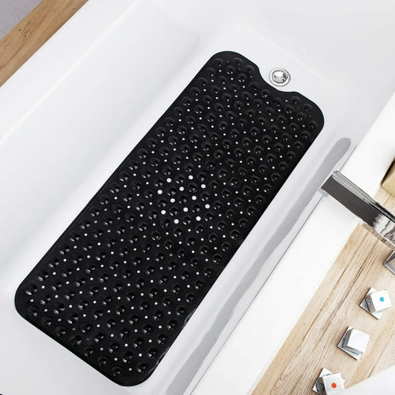 Bathtub Mats for Shower Tub,Extra Long Non-Slip 39 x 16 Inch Bath Mat with Drain Holes and Suction Cups,BathMat for Bathroom with Machine Washable