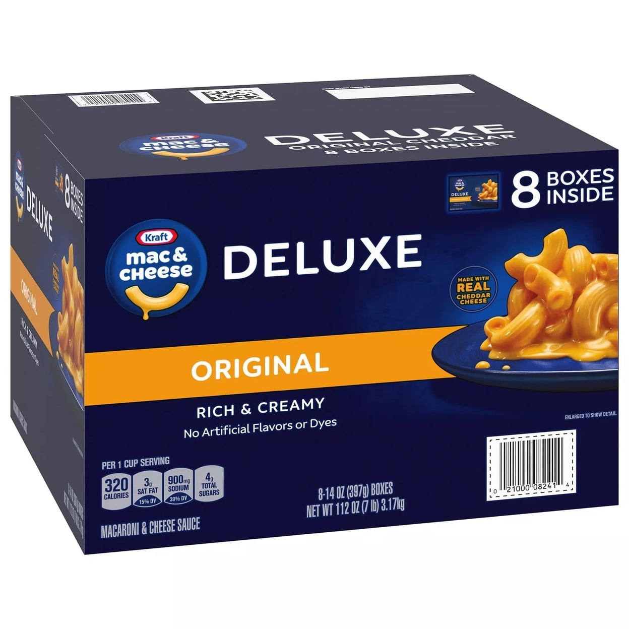 Kraft Deluxe Original Cheddar Macaroni and Cheese Dinner, 14 Ounce (Pack of 8)