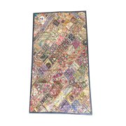 Mogul Indian Ethnic Kutch Tapestry Vintage Embroidered Patchwork Table Throw Colorful Wall Hanging