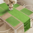 thumbnail image 2 of Ambesonne Shamrock Table Runner & Placemats, Irish Symbol Clover Luck, Placemat 4 pcs + Runner 14"x90", Lime Green, 2 of 2