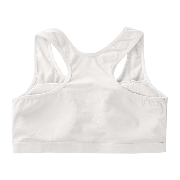 Girls Sports Bra Kids Racerback Training Bras with Sewn in Pads for Girls Training Bras White One Size