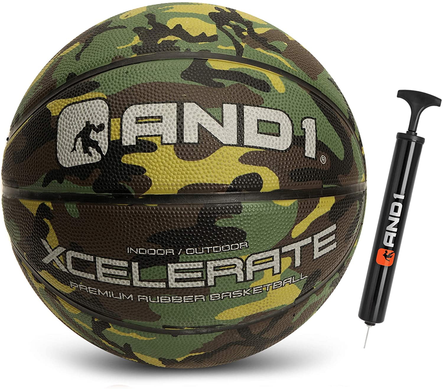 AND1 Xcelerate Rubber Basketball (Deflated with Pump Included) Official Regulation Size 7 (29.5