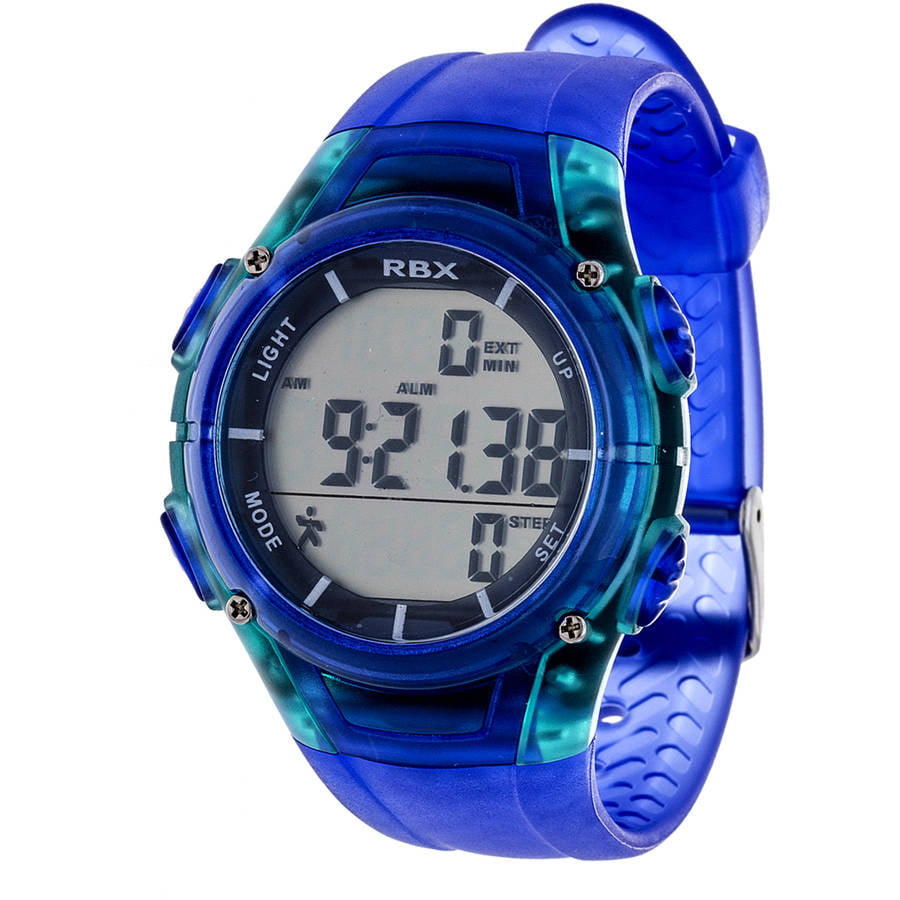 RBX Pedometer Watch, Clear Blue Strap - Walmart.com - Walmart.com