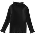 thumbnail image 1 of WUANDIXFA Toddler Knitted Sweaters Autumn and Winter Girls' Pullover Solid Color Knitted Sweater with Ruffled Neck Bottoming Knitted Sweater Black,12-18 Months, 1 of 5