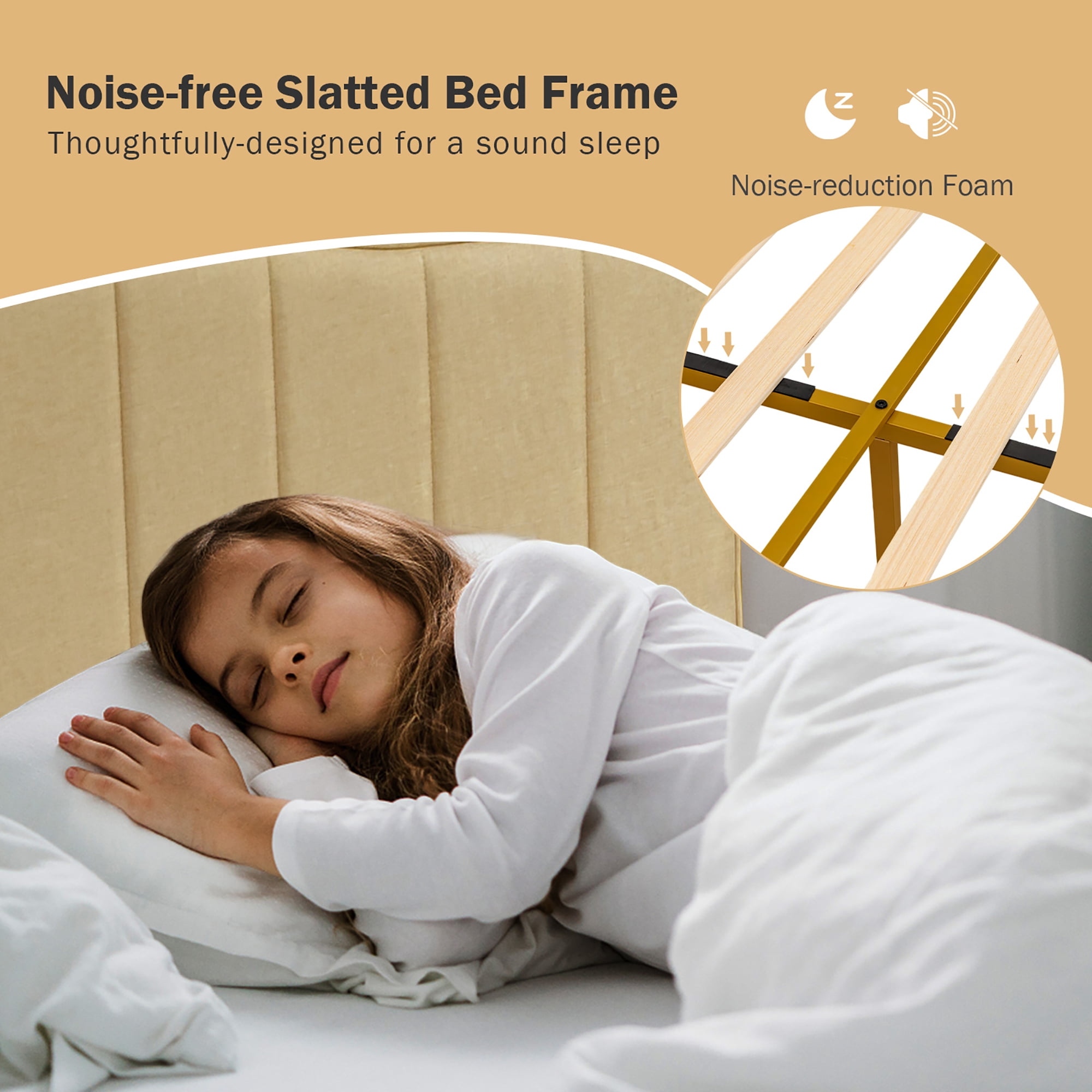 Costway Queen Size Upholstered Bed Frame Mattress Foundation Platform Quilted Headboard