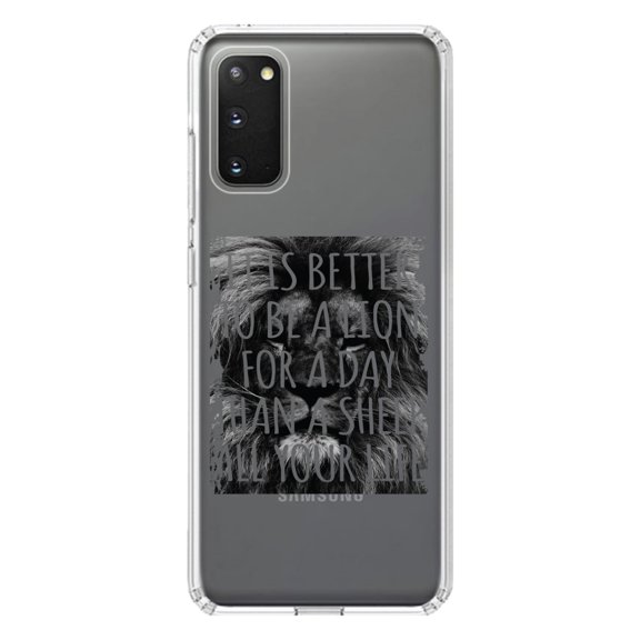 DistinctInk Clear Shockproof Hybrid Case for Galaxy S20 PLUS / 5G (6.7" Screen) - TPU Bumper Acrylic Back Tempered Glass Screen Protector - Better to Be A Lion For a Day Than A Sheep