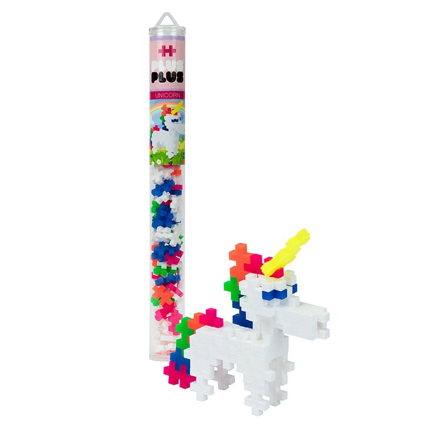 Plus-Plus - Instructed Play Building Set Mini Maker - 70 pc Unicorn Tube - Construction Building STEM | STEAM Toy, Interlocking Mini Puzzle Blocks for Kids