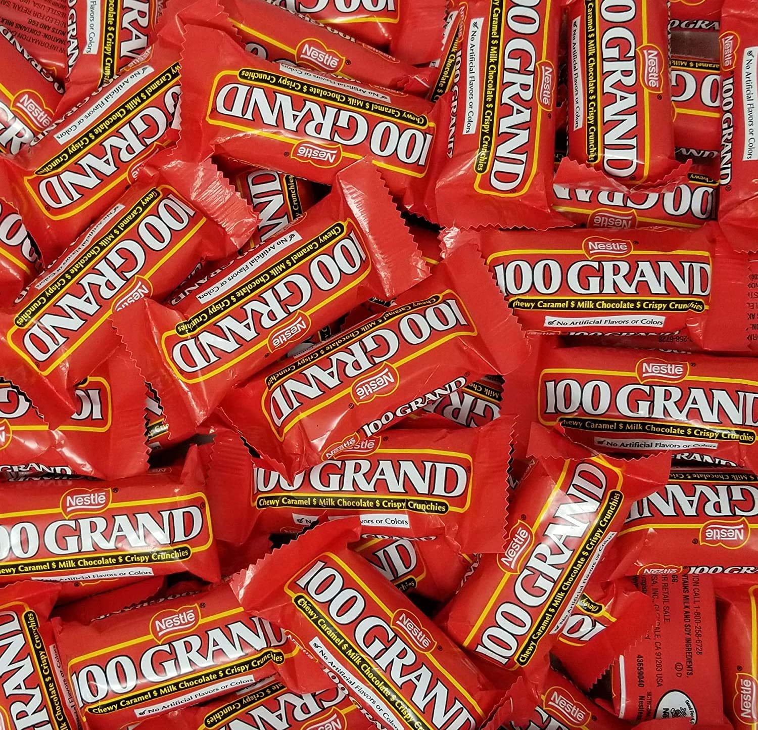 Nestle 100 Grand Milk Chocolate Candy Bar Fun Size, Chewy Caramel Treat