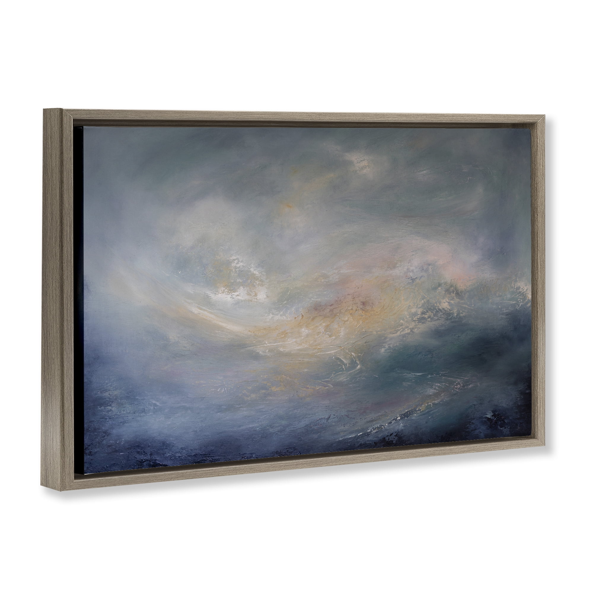 Stupell Industries Cascading Clouds Abstract Abstract Painting Brown Floater Framed Canvas Art Print Wall Art, 31 x 21
