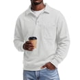 thumbnail image 5 of IAJDKMEK Men's Polo Collar Solid Long Sleeve Fleece Sweatshirt - Full Zip Pullover for Men, Fall Winter Top with Warm Inner,Light Gray 3XL, 5 of 6