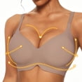 thumbnail image 2 of QIUOMBBP Jelly Bras for Women Seamless Wireless Full Coverage Bra Soft Comfort Push Up Tshirts Bralette Brown L, 2 of 6