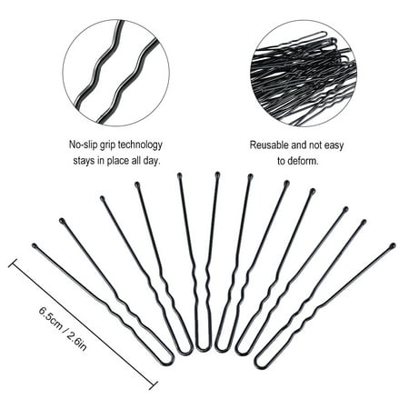 300pcs Bobby Pins U Shape Black Hairpins No Slip Grip Thin Bobby