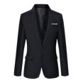 thumbnail image 1 of Plus Size Men Solid Lapel V-neck One Button Blazer Jacket Formal Evening Wedding Coat, 1 of 2