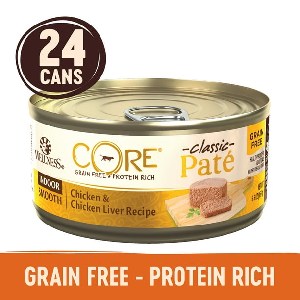 Wellness CORE Natural Grain Free Wet Canned Cat Food, Indoor Chicken, 5