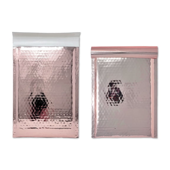 7x11 Rose Gold Mirrored Metallic Bubble Mailers, Shiny, Vibrant Padded Self Sealing Shipping Mailing Envelopes,  7.25x11" Usable Space Size Protective Mail