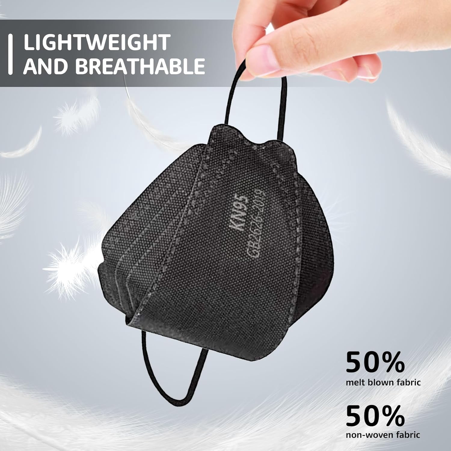KN95 Face Masks 100 Pack, Breathable Comfortable and Disposable KN95 Mask, Black