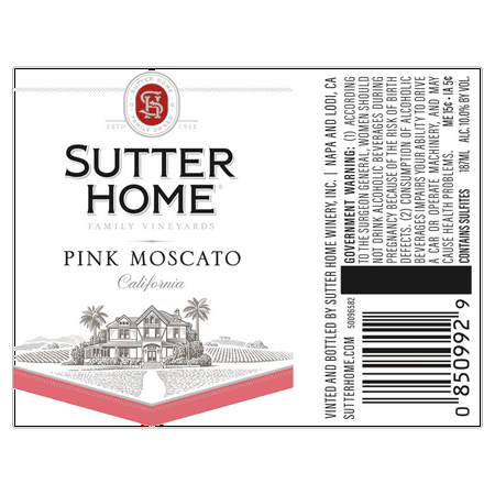Sutter Home Pink Moscato California Pink Wine, 4 Pack, 187 ml Plastic Bottles, 10% ABV