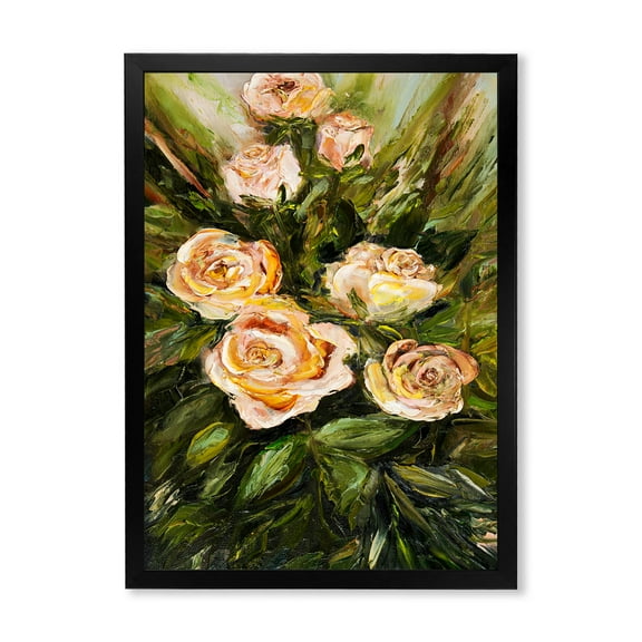 Designart 'Abstract Four VIntage Pink Roses' Traditional Framed Art Print