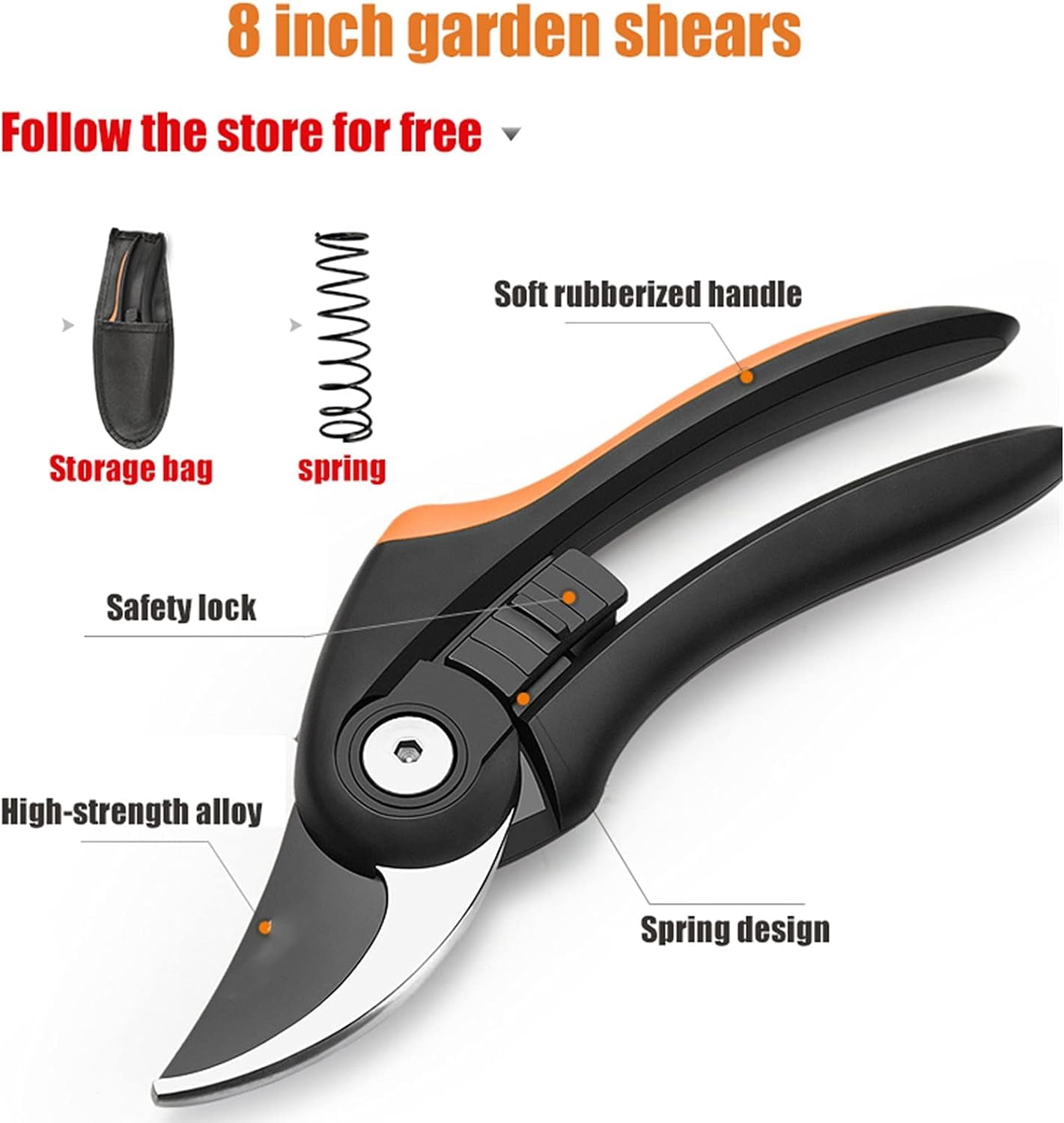 Pruning Shears Pruning Tools Garden Shears Heavy-Duty Gardening Pruning Shears Anti-Rust Stainless Steel Blades Gardening Tools Hand Pruner Every Family